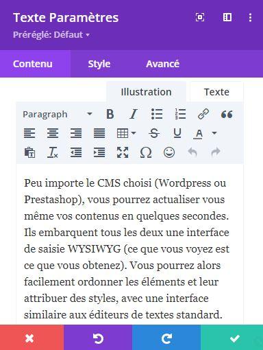 Interface de saisie WYSIWYG