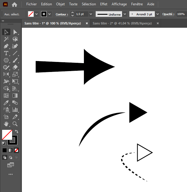 Différentes formes de flèches sur Illustrator Différentes formes de flèches sur Illustrator