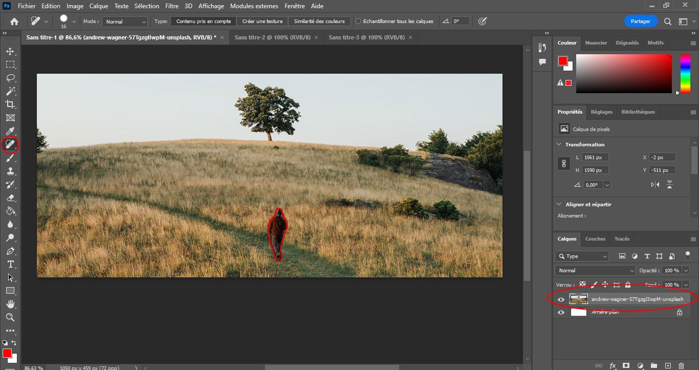 Photoshop utilisation outil correcteur localisé